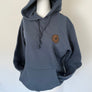 Leather Patch Organic Cotton Hoodie Slate Blue