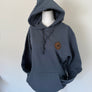 Leather Patch Organic Cotton Hoodie Slate Blue