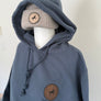 Leather Patch Organic Cotton Hoodie Slate Blue
