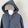 Leather Patch Organic Cotton Hoodie Slate Blue