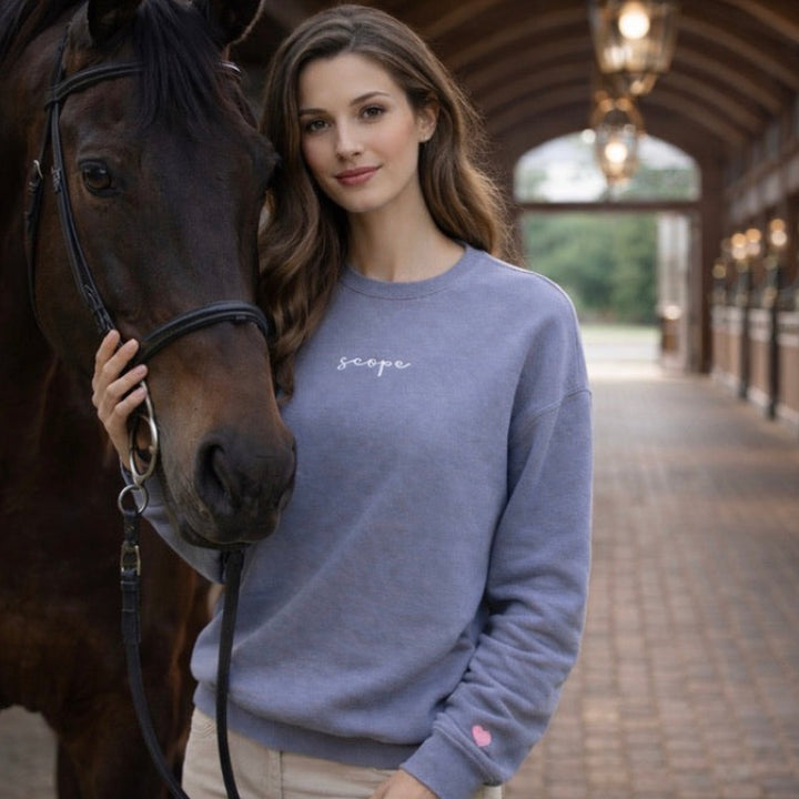 Icon Heart Crew- Ivory | Black | Storm Blue