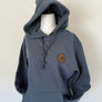 Leather Patch Organic Cotton Hoodie Slate Blue