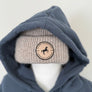 Leather Patch Organic Cotton Hoodie Slate Blue