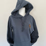 Leather Patch Organic Cotton Hoodie Slate Blue