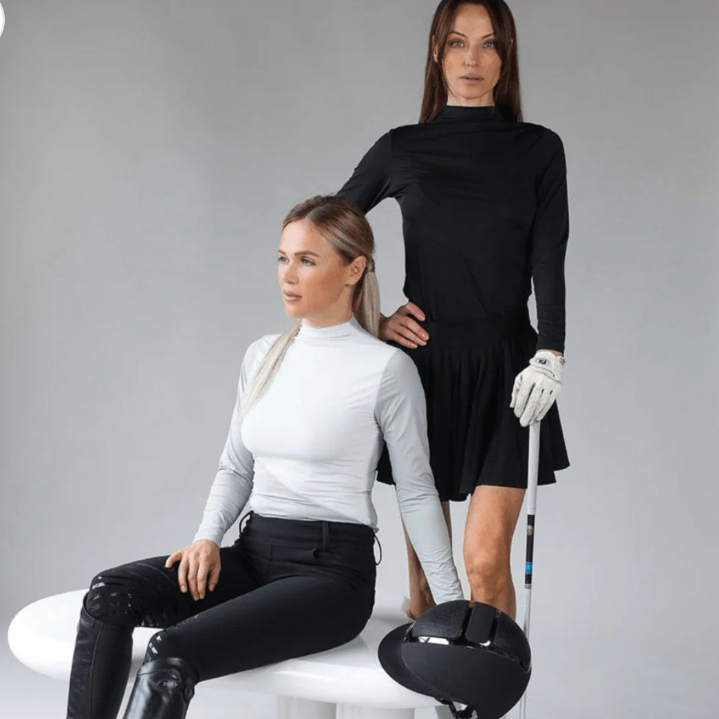 black mock neck long sleeve top