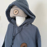 Leather Patch Organic Cotton Hoodie Slate Blue