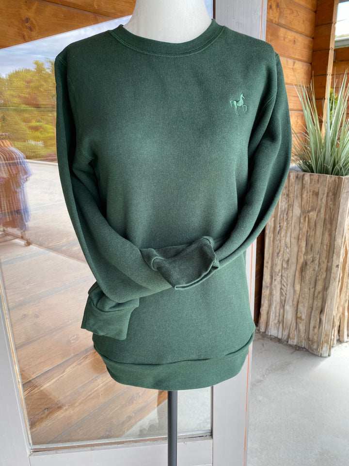 Bamboo crew sweatshirt, forest green, NEW