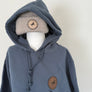 Leather Patch Organic Cotton Hoodie Slate Blue