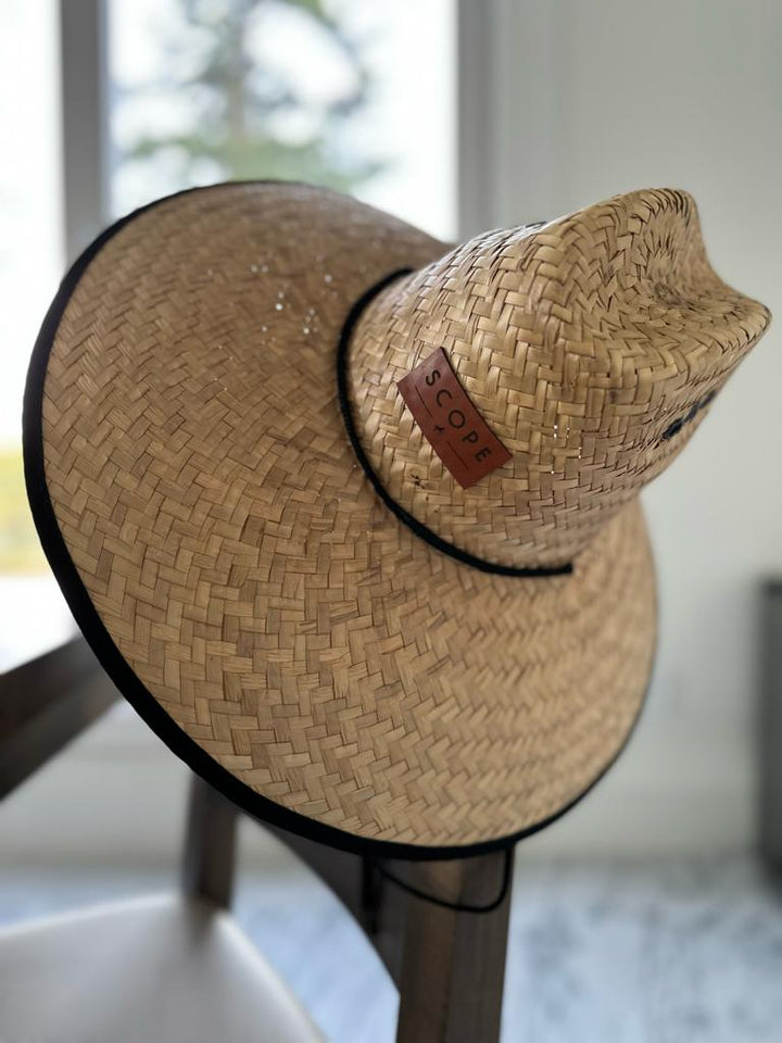 Lifeguard hat with leather patch